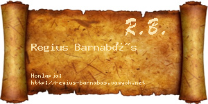 Regius Barnabás névjegykártya